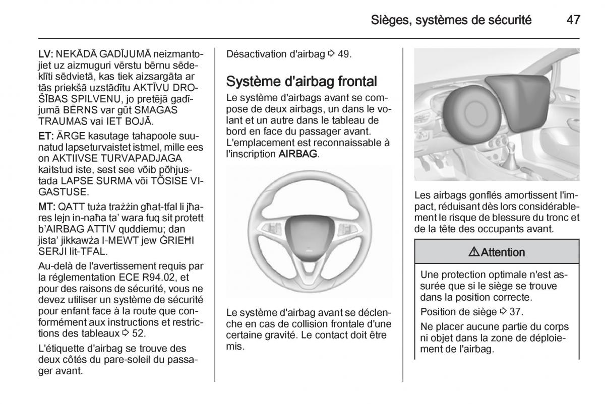 Opel Corsa E manuel du proprietaire / page 49