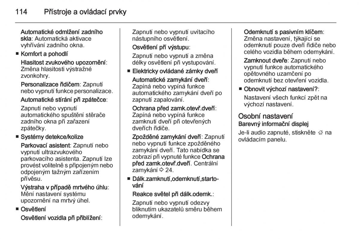 Opel Corsa E navod k obsludze / page 116