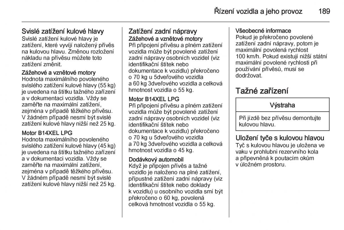 Opel Corsa E navod k obsludze / page 191