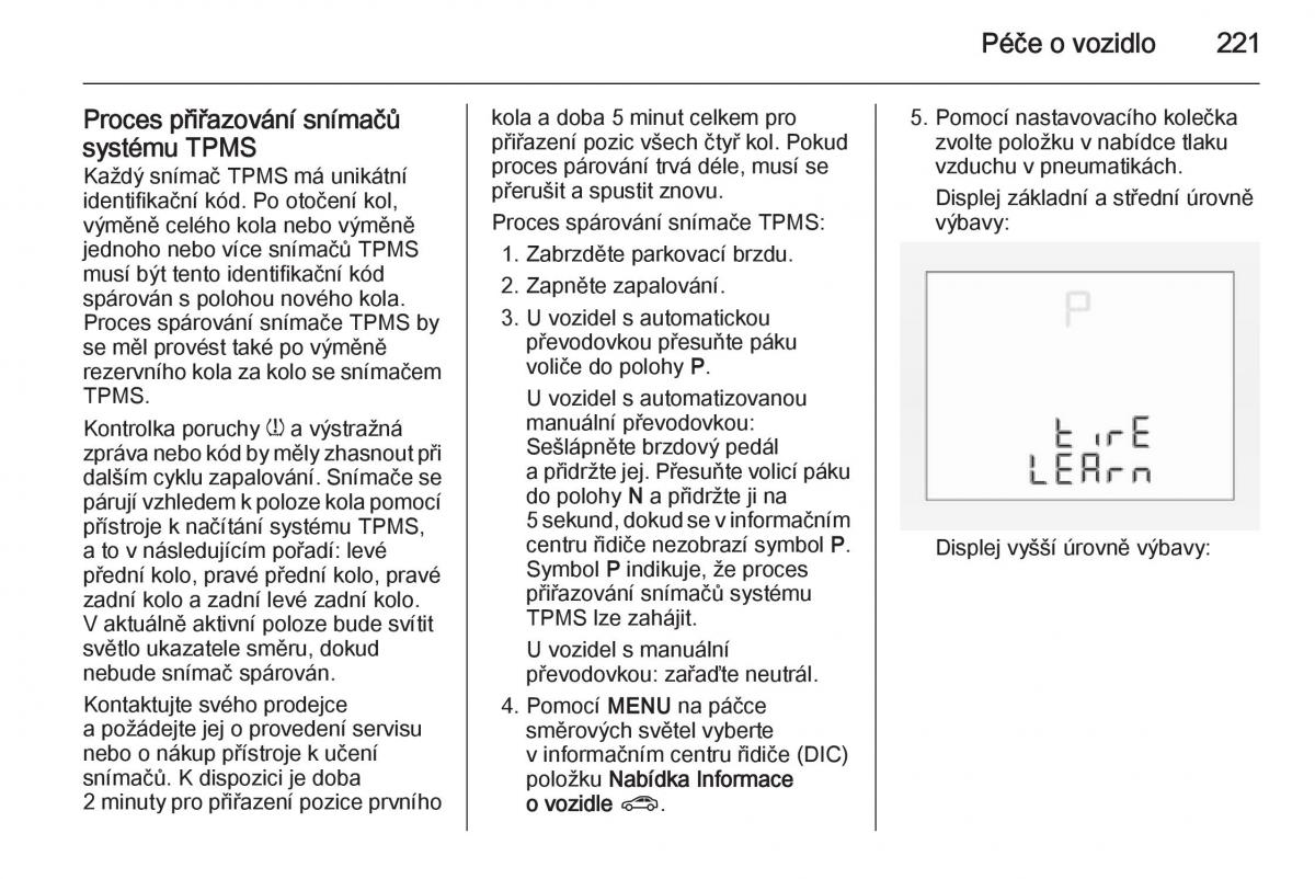 Opel Corsa E navod k obsludze / page 223