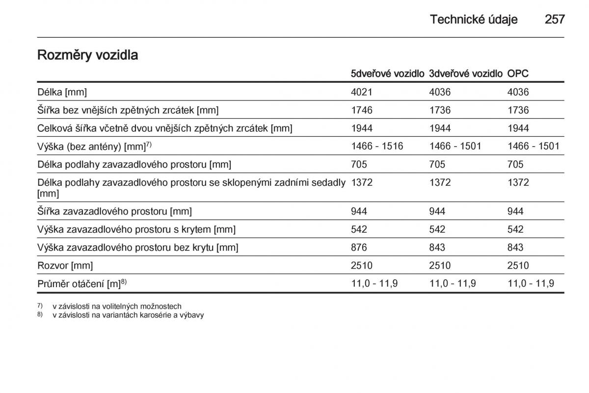 Opel Corsa E navod k obsludze / page 259