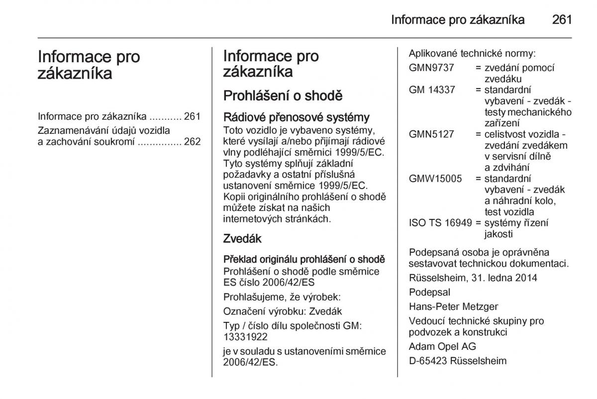 Opel Corsa E navod k obsludze / page 263