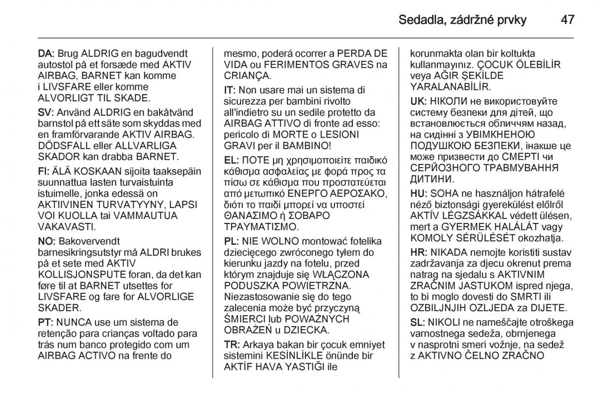 Opel Corsa E navod k obsludze / page 49