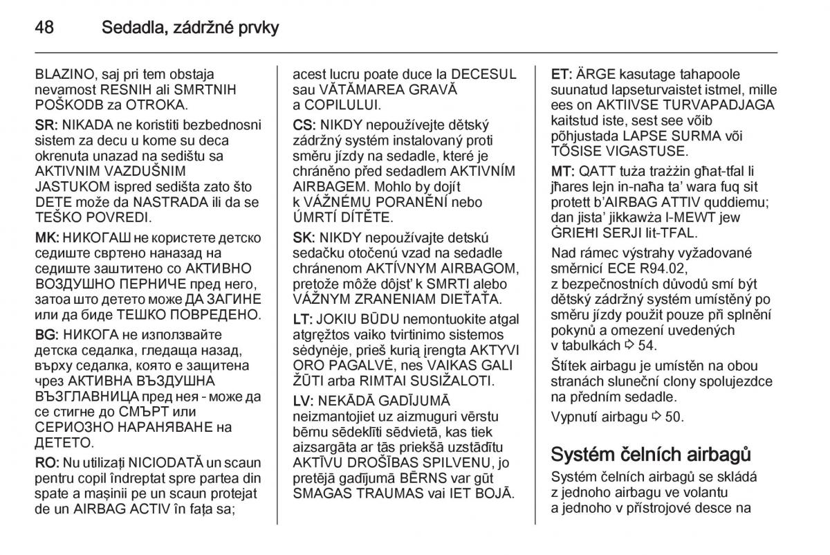 Opel Corsa E navod k obsludze / page 50