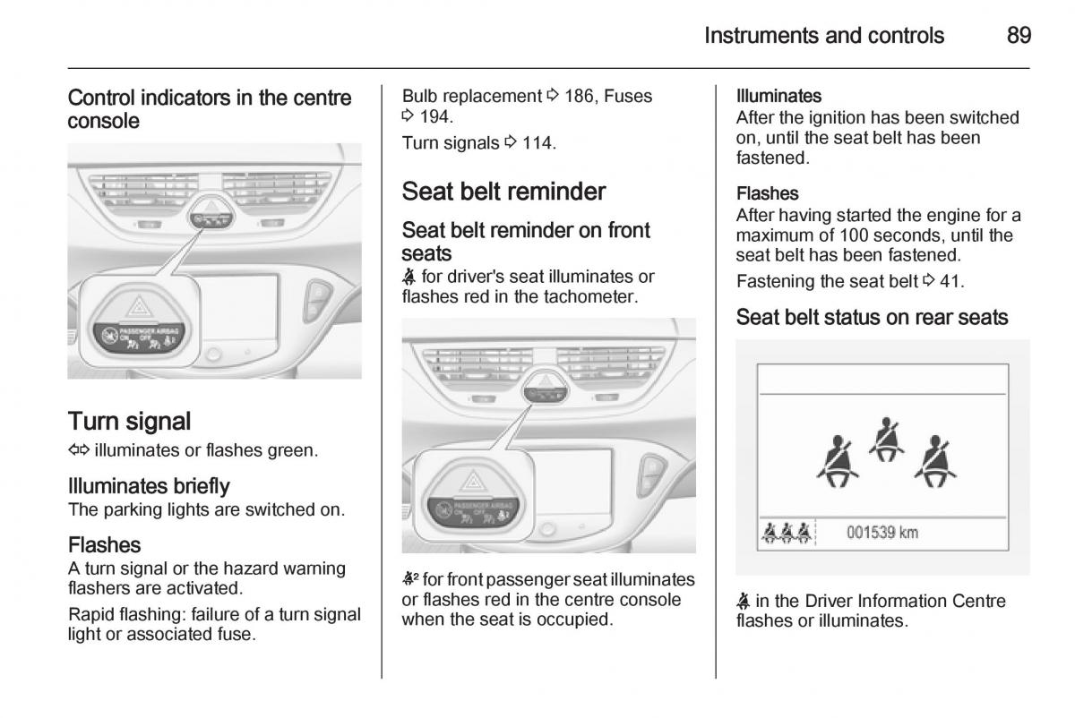 Opel Corsa E owners manual / page 91