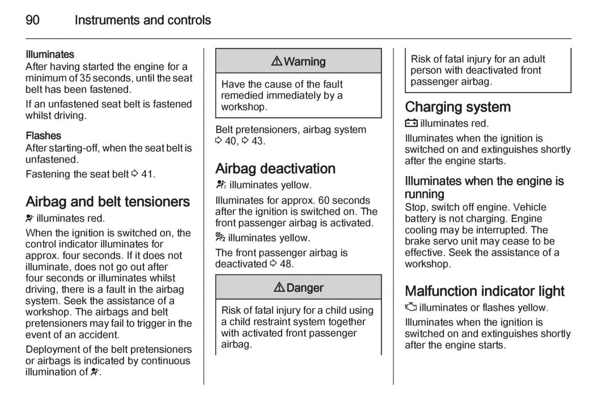 Opel Corsa E owners manual / page 92