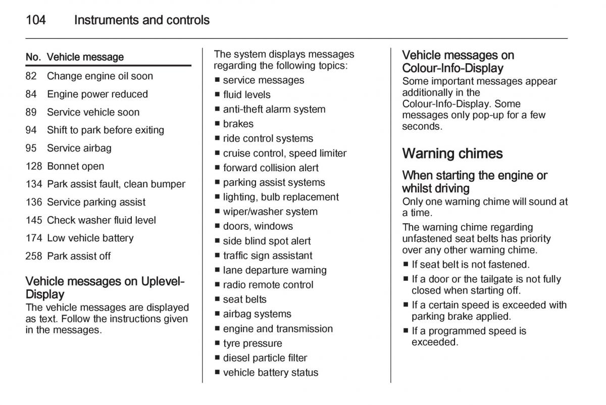 Opel Corsa E owners manual / page 106