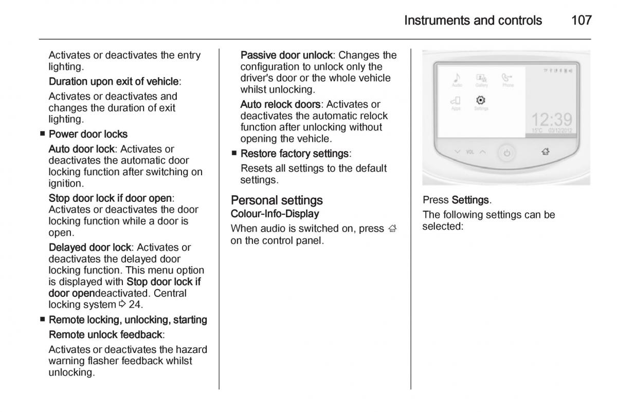 Opel Corsa E owners manual / page 109