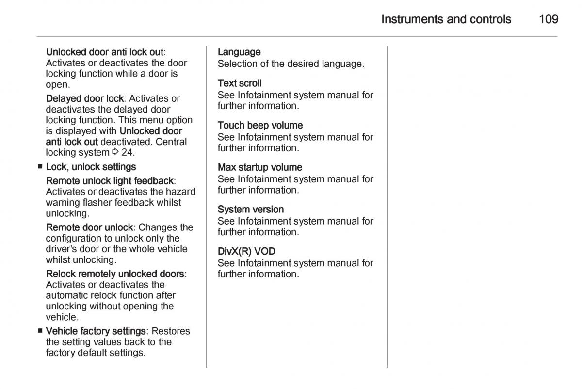 Opel Corsa E owners manual / page 111