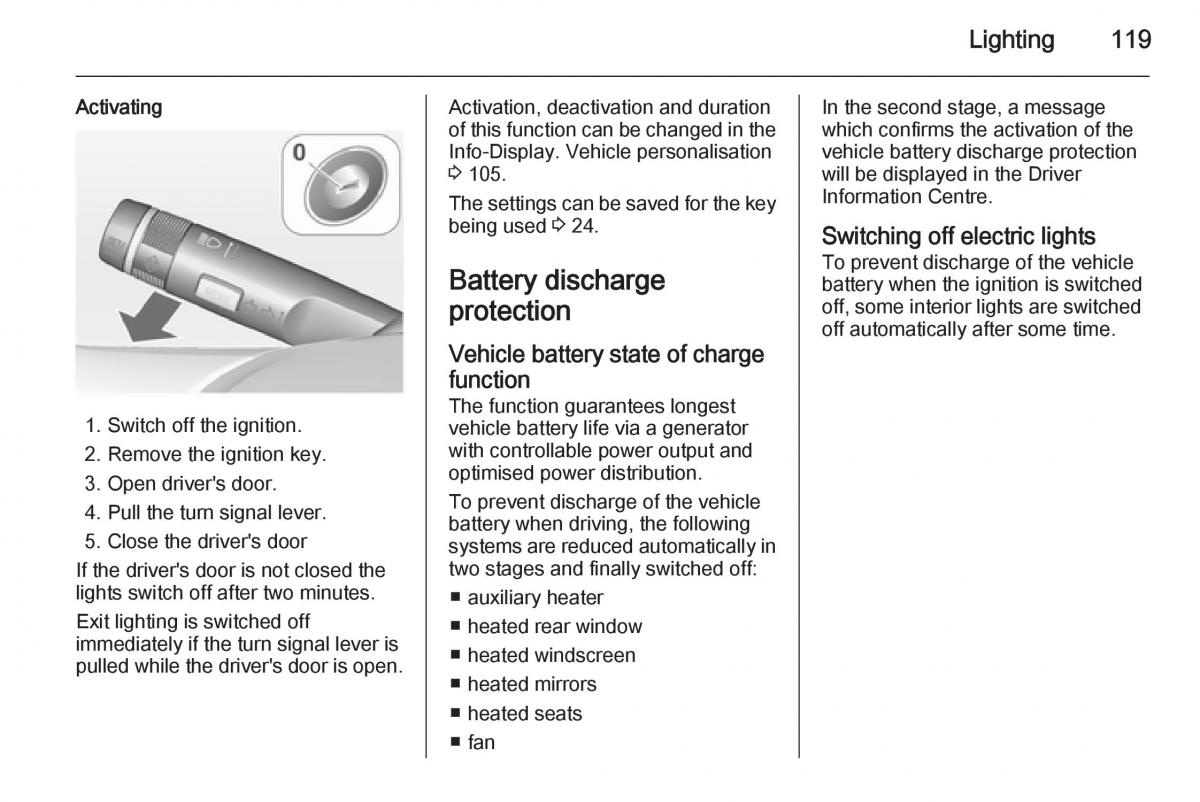 Opel Corsa E owners manual / page 121