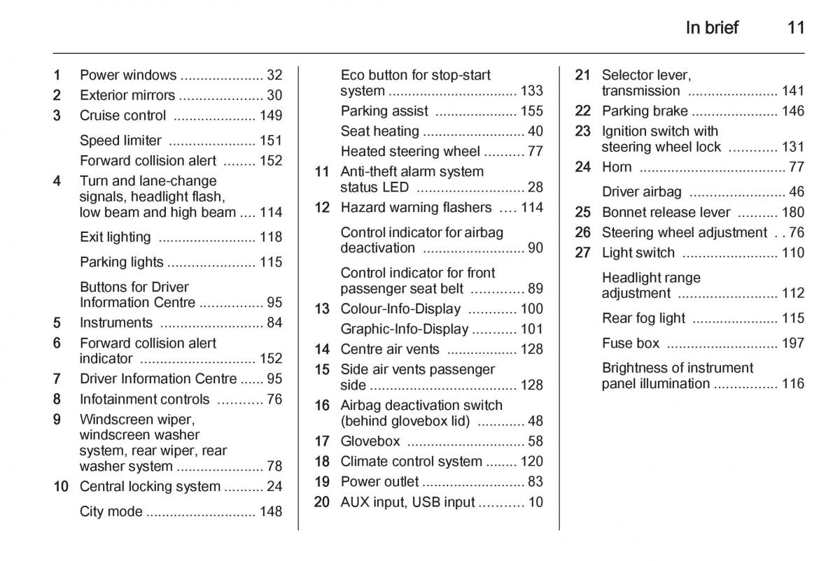 Opel Corsa E owners manual / page 13