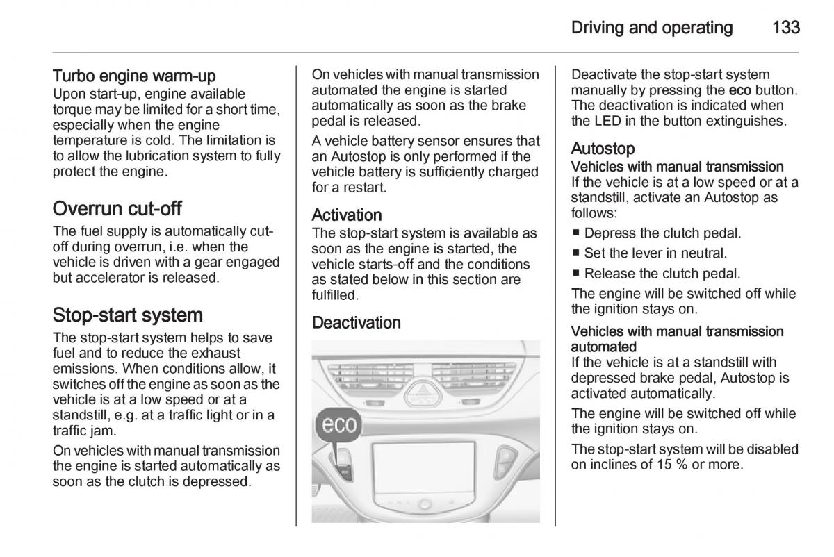 Opel Corsa E owners manual / page 135