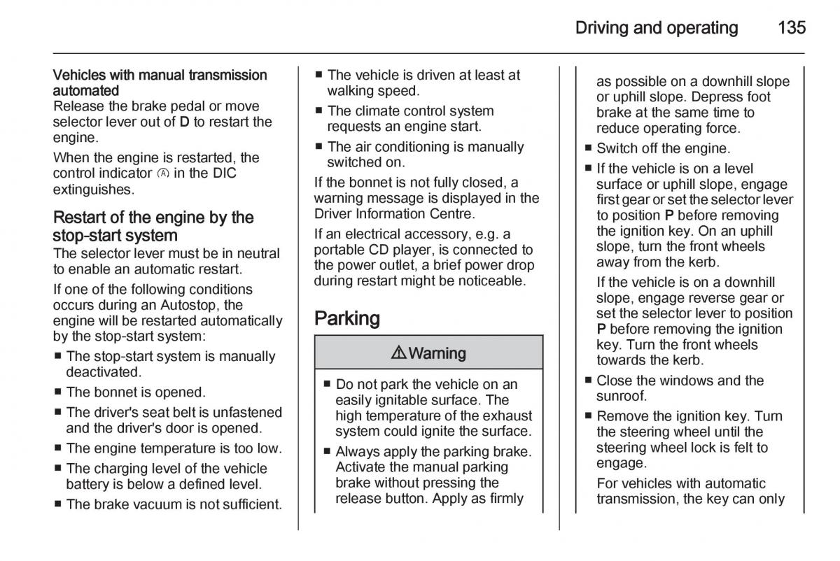 Opel Corsa E owners manual / page 137