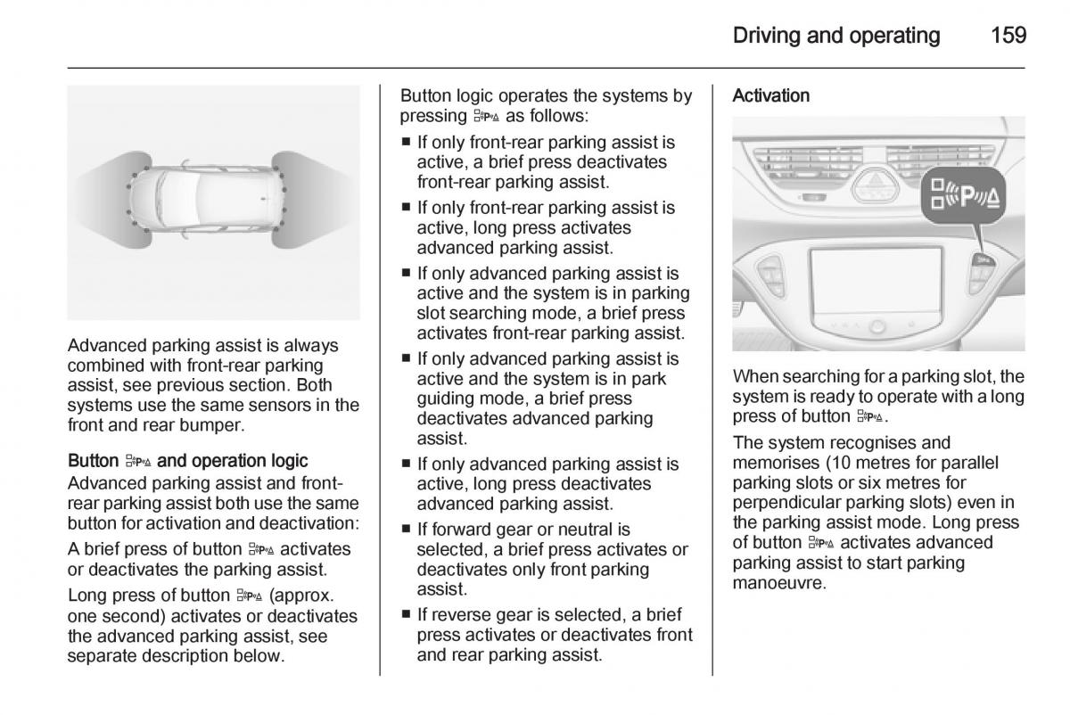 Opel Corsa E owners manual / page 161