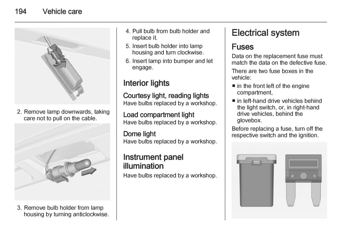 Opel Corsa E owners manual / page 196