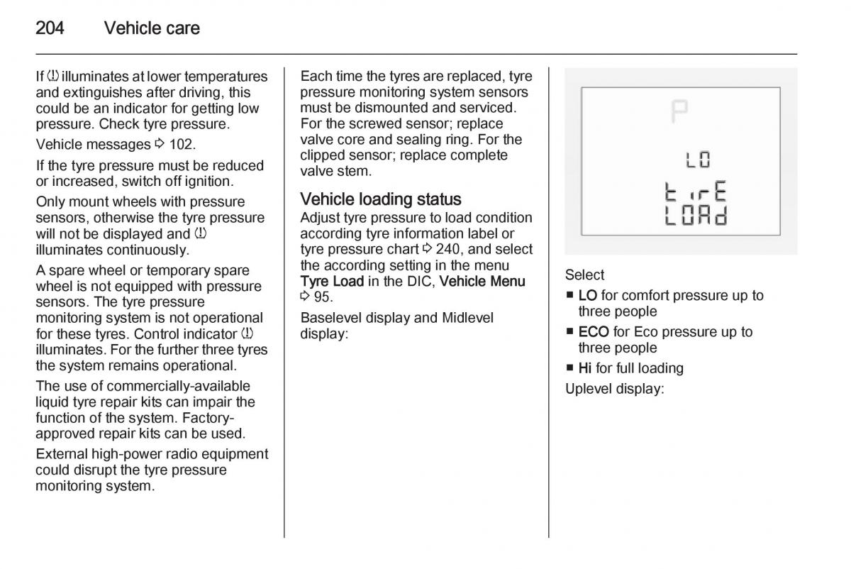 Opel Corsa E owners manual / page 206