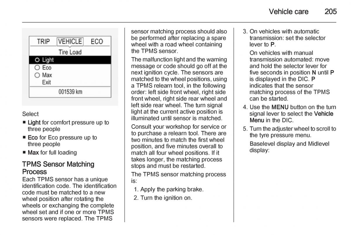 Opel Corsa E owners manual / page 207