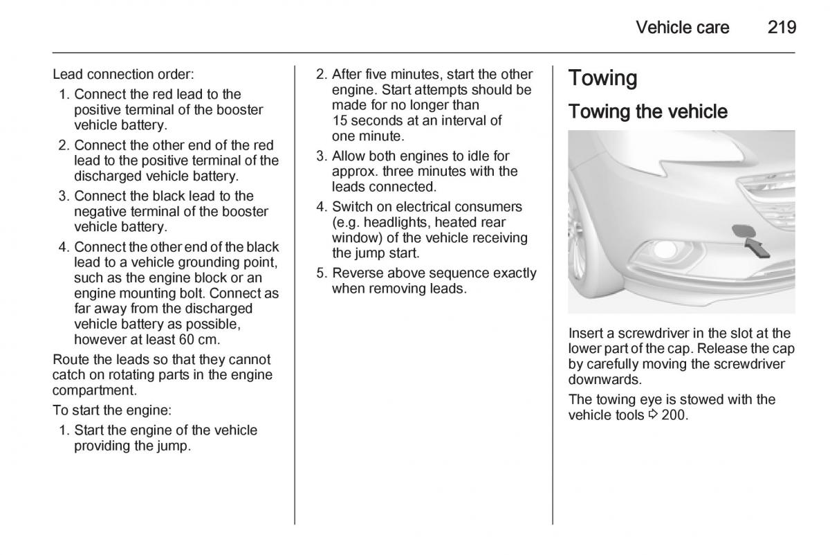 Opel Corsa E owners manual / page 221