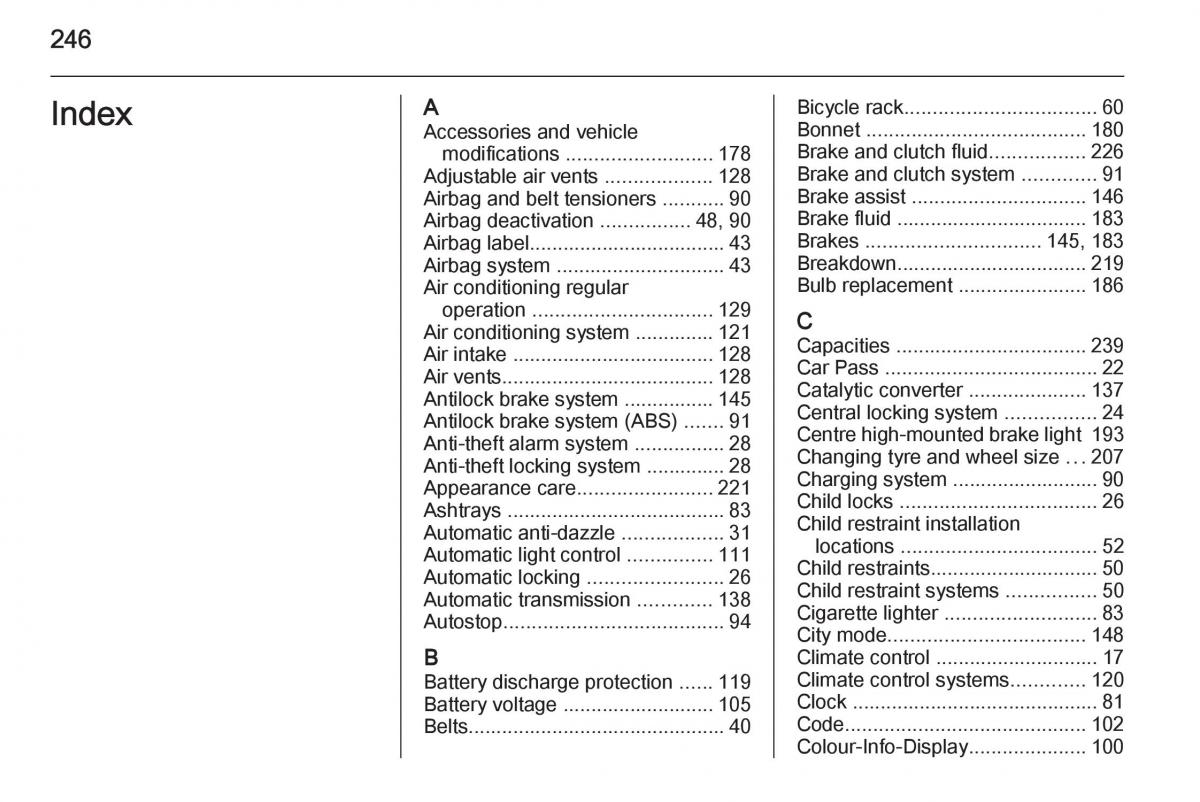 Opel Corsa E owners manual / page 248