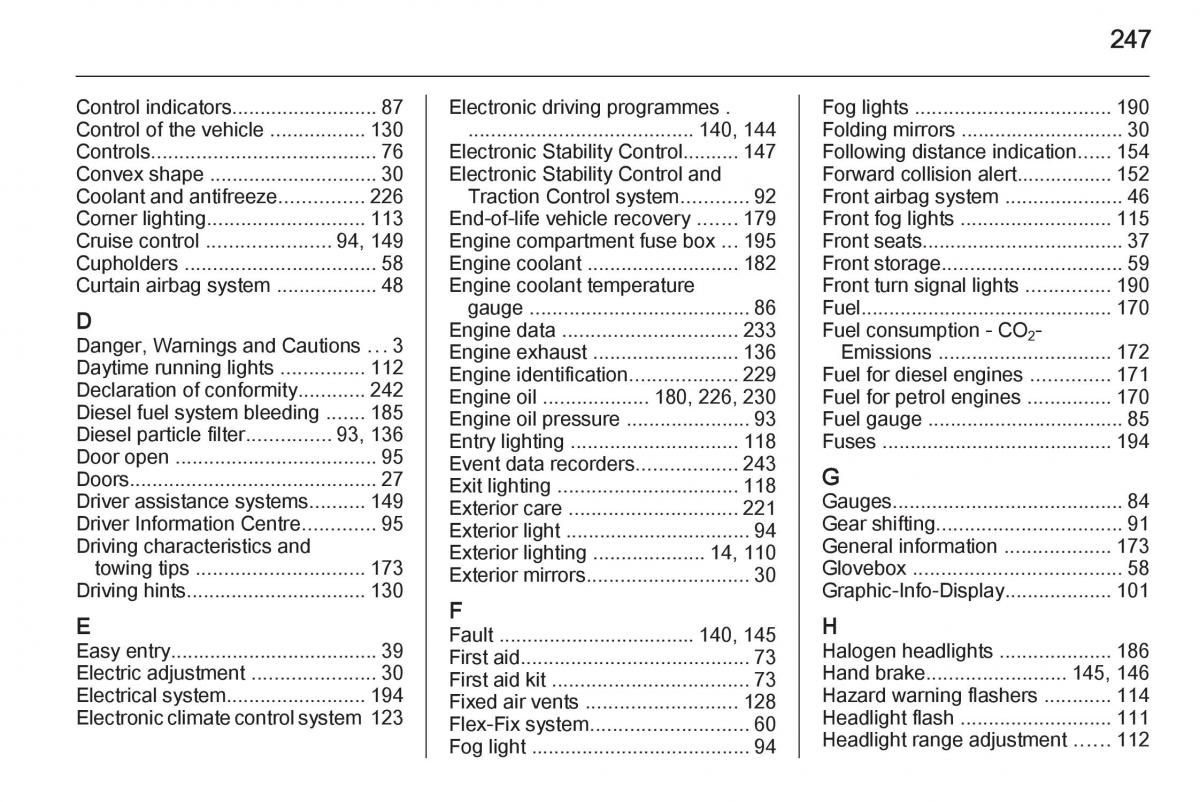 Opel Corsa E owners manual / page 249