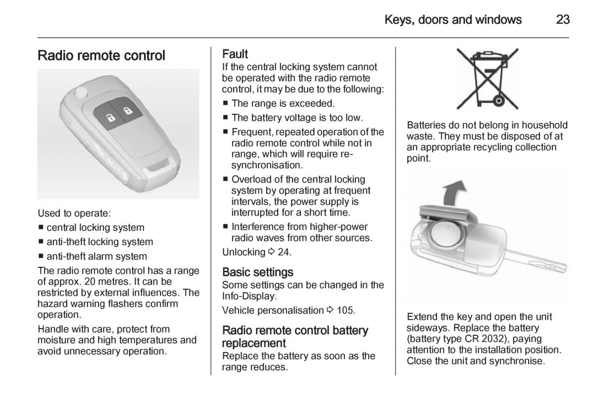 Opel Corsa E owners manual / page 25