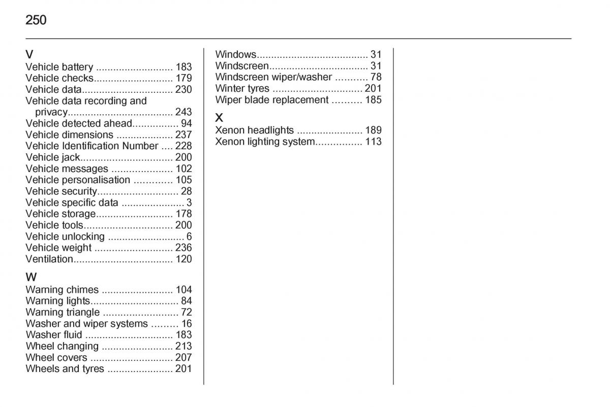 Opel Corsa E owners manual / page 252