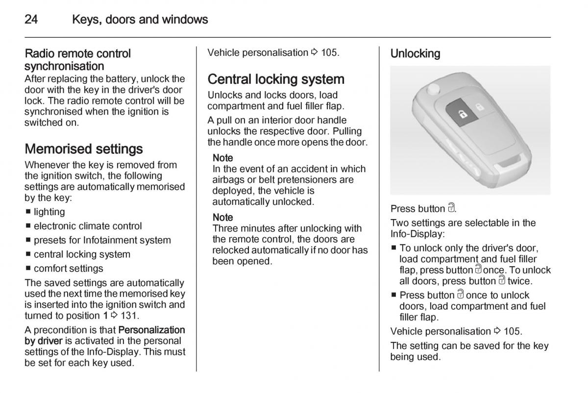 Opel Corsa E owners manual / page 26