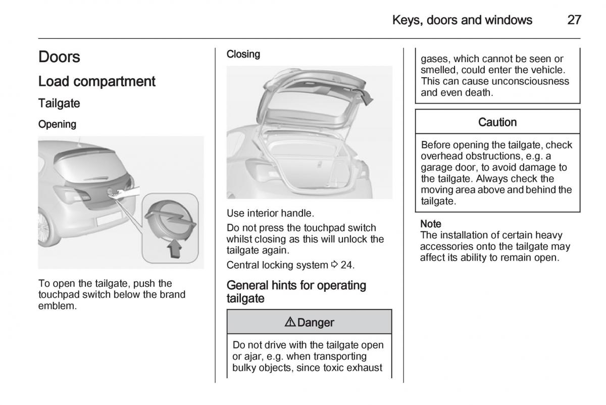 Opel Corsa E owners manual / page 29