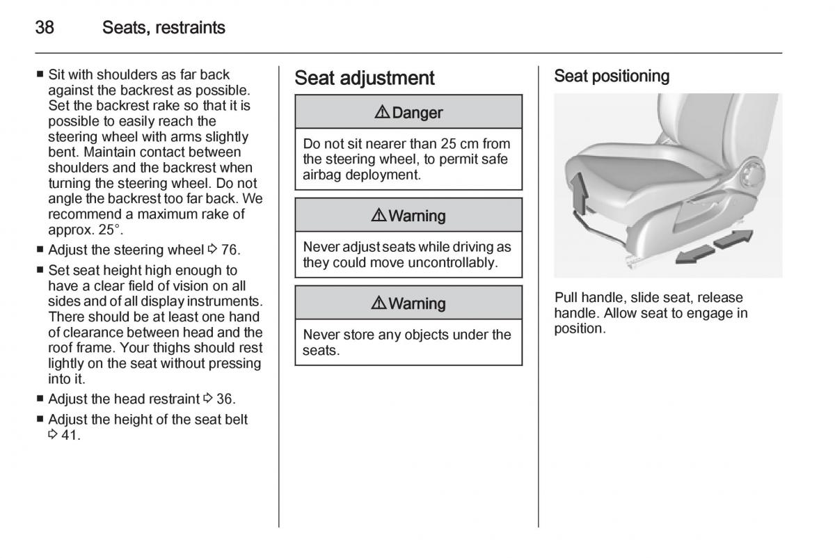 Opel Corsa E owners manual / page 40