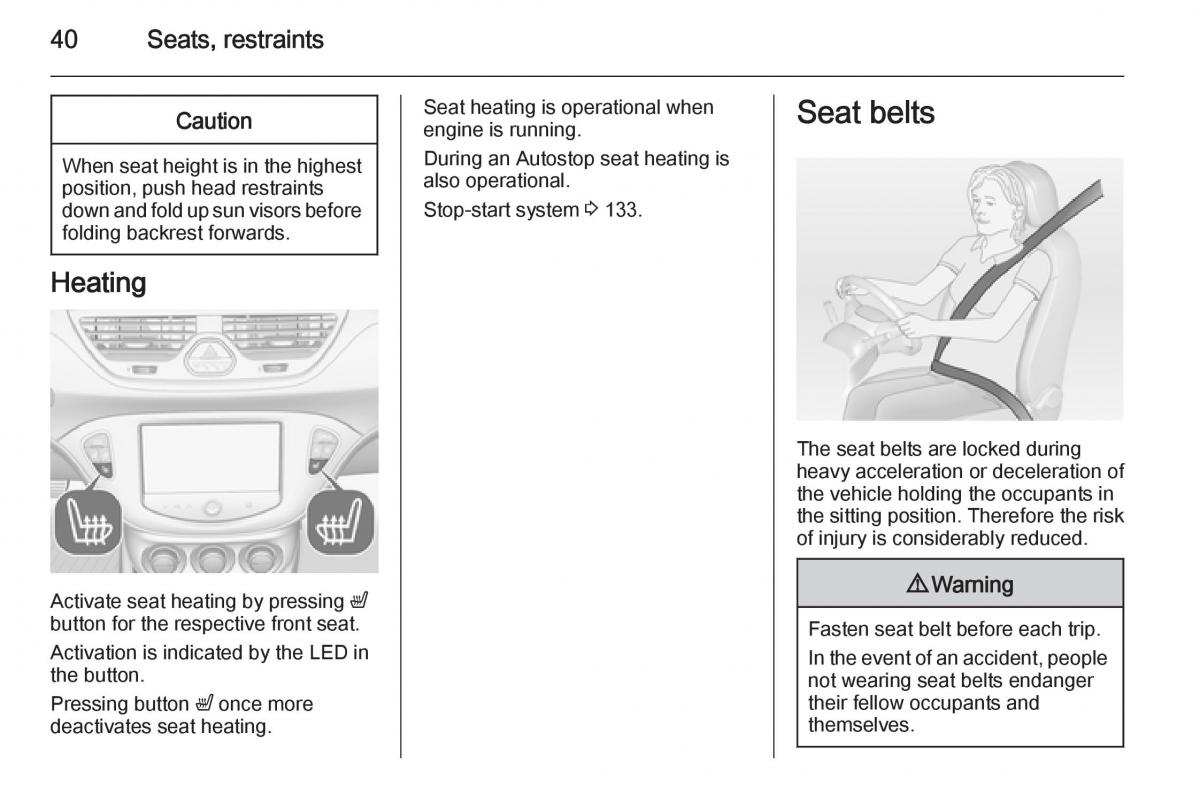 Opel Corsa E owners manual / page 42