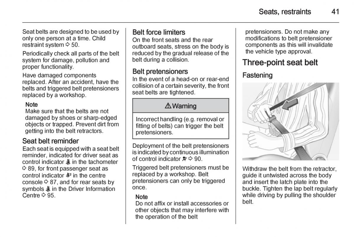 Opel Corsa E owners manual / page 43