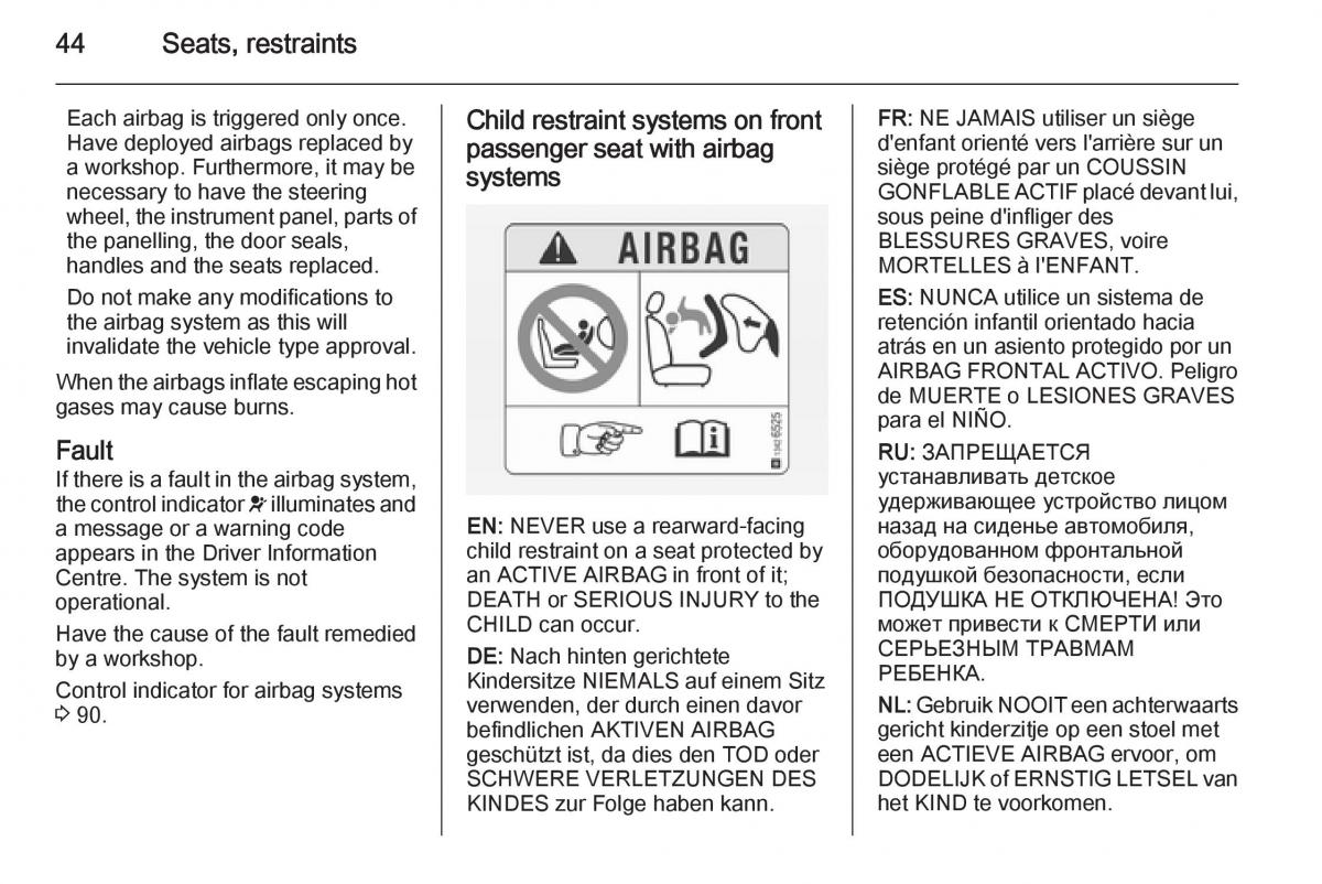 Opel Corsa E owners manual / page 46