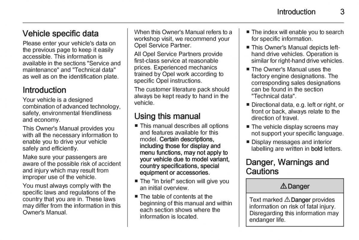 Opel Corsa E owners manual / page 5