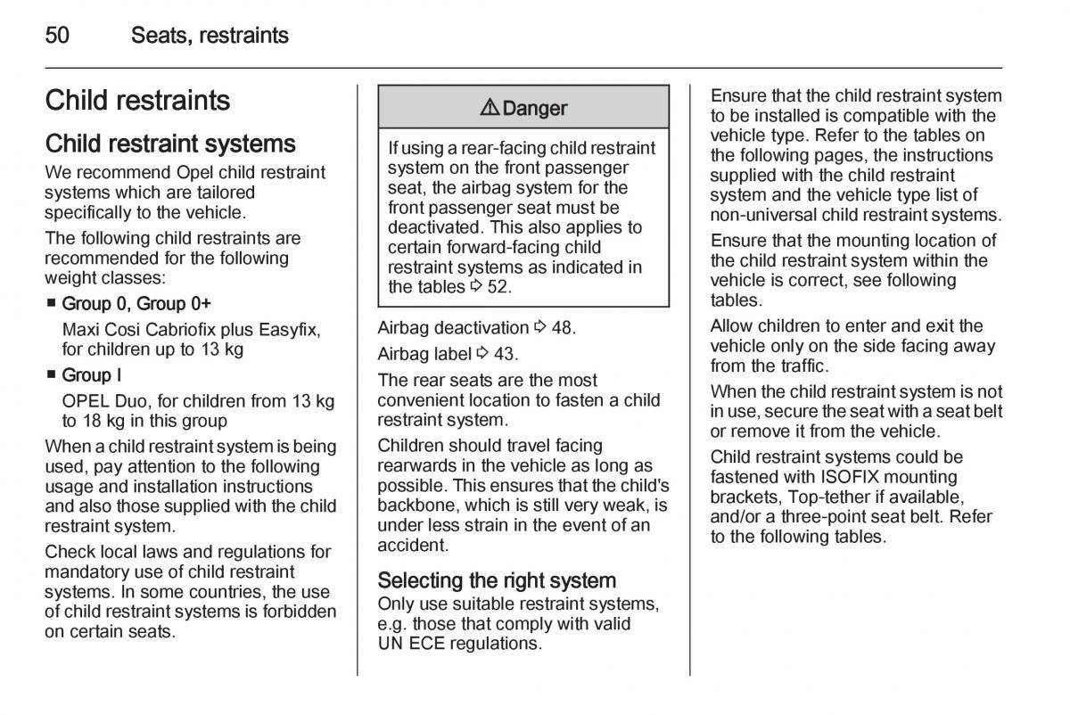 Opel Corsa E owners manual / page 52