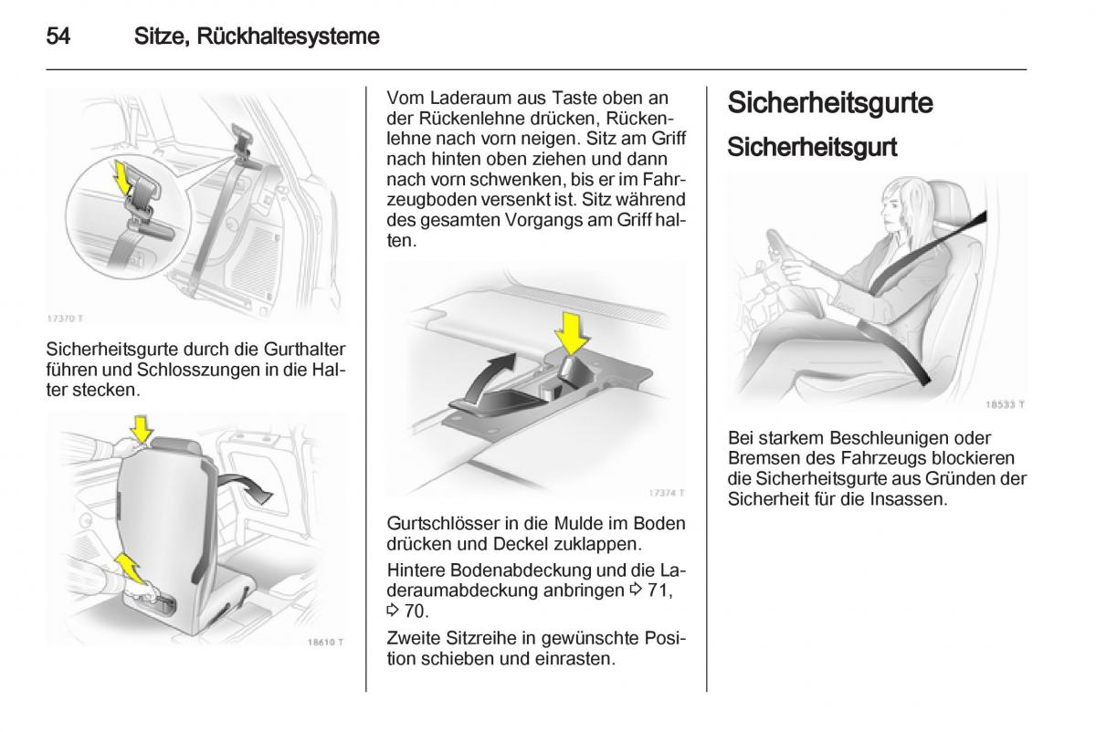 Opel Zafira B Handbuch / page 56