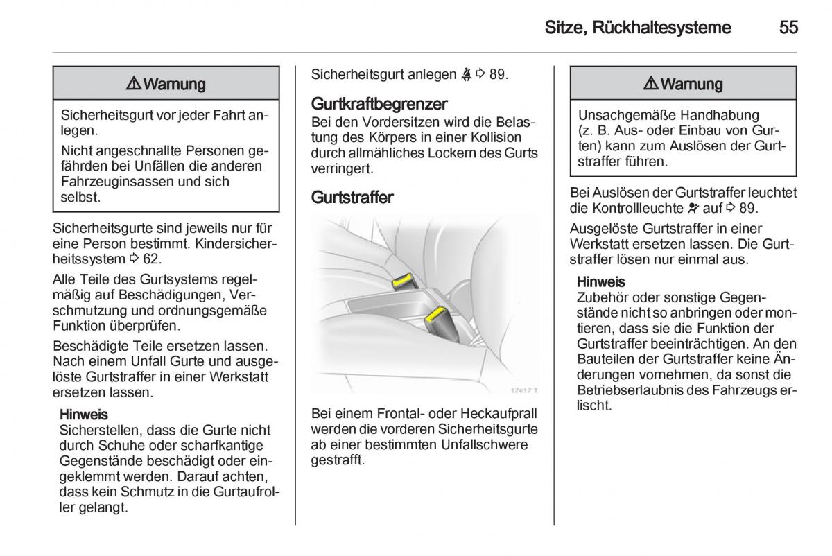 Opel Zafira B Handbuch / page 57