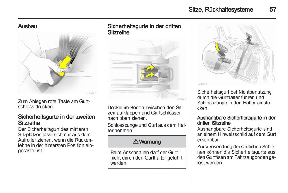 Opel Zafira B Handbuch / page 59