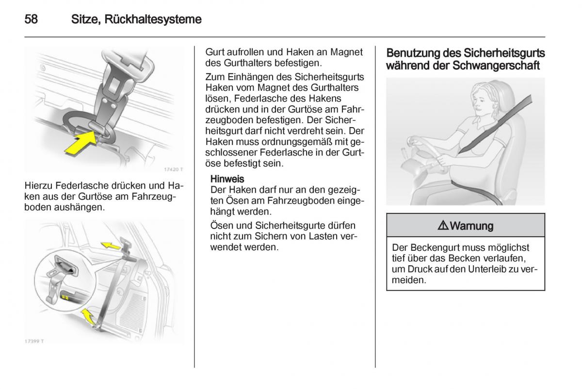 Opel Zafira B Handbuch / page 60