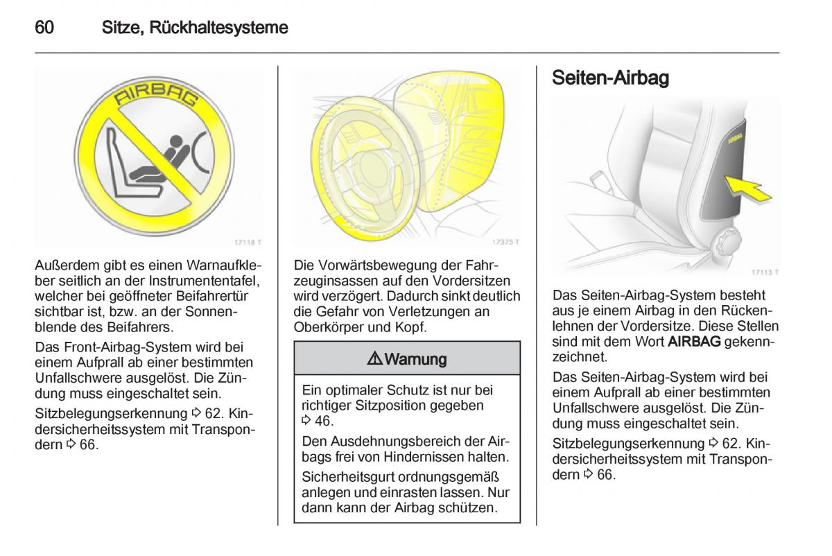 Opel Zafira B Handbuch / page 62