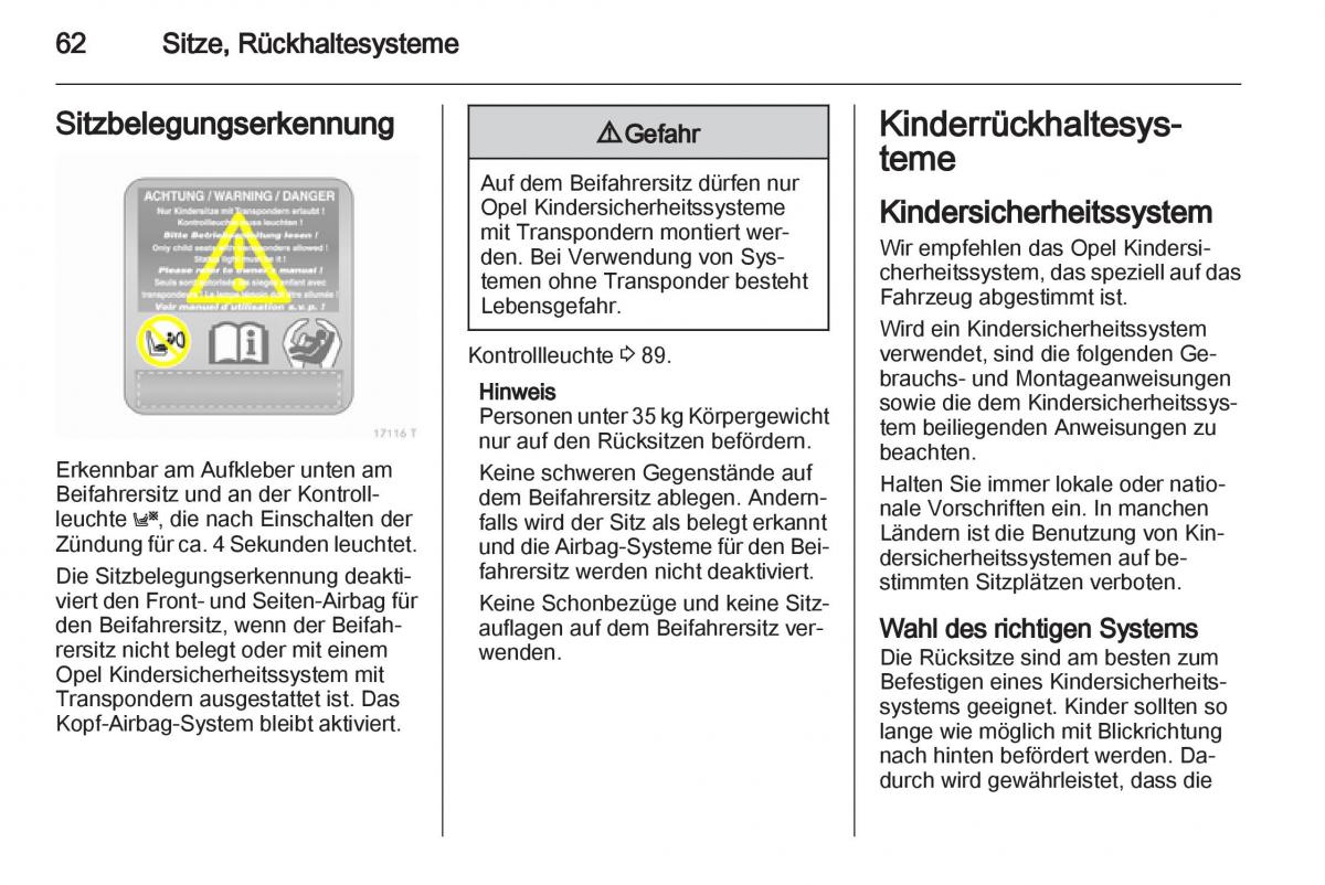 Opel Zafira B Handbuch / page 64