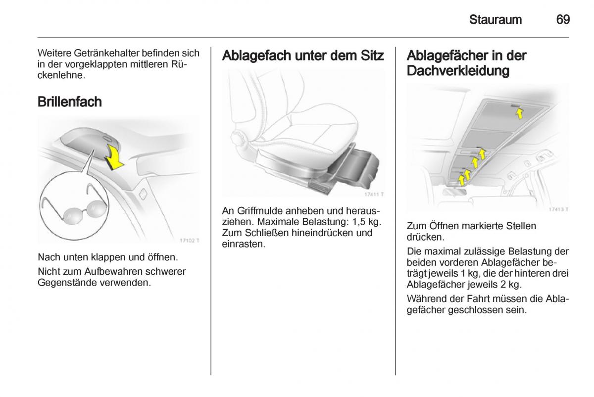 Opel Zafira B Handbuch / page 71