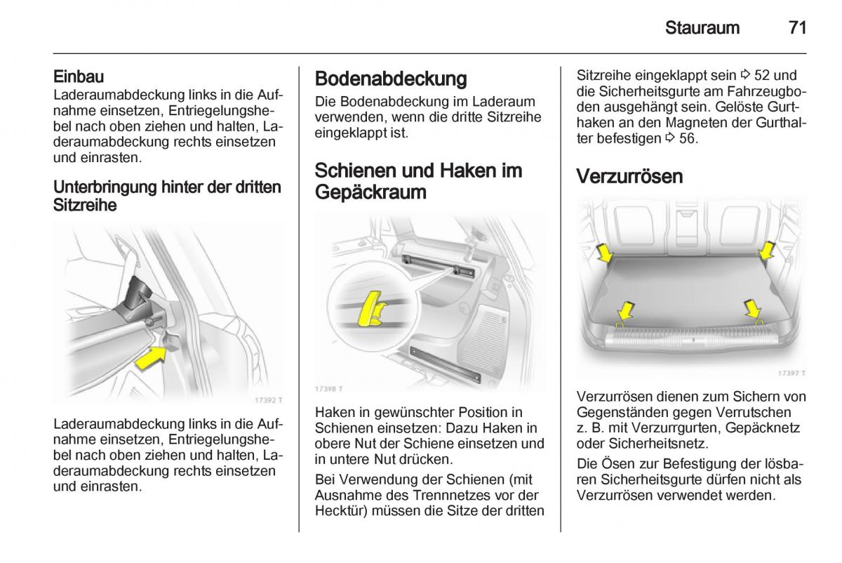 Opel Zafira B Handbuch / page 73