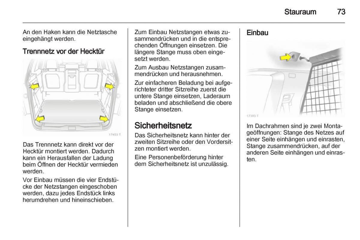 Opel Zafira B Handbuch / page 75