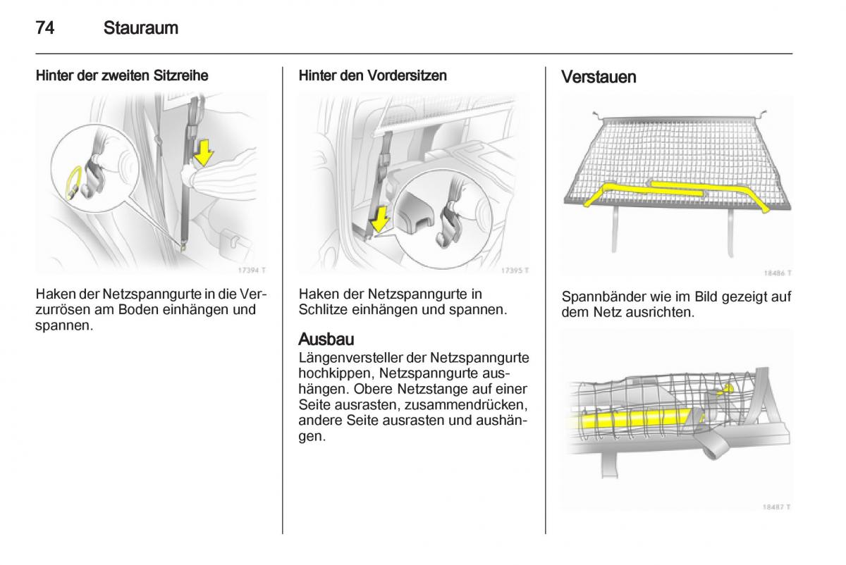 Opel Zafira B Handbuch / page 76