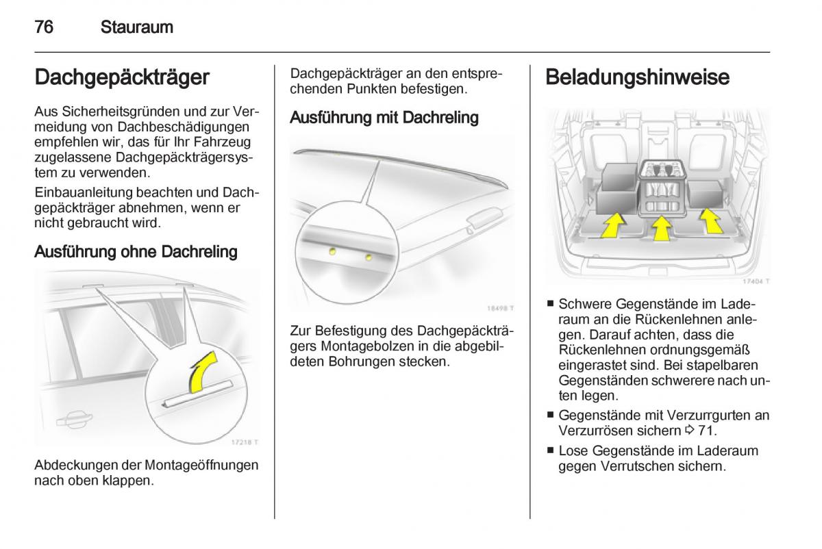 Opel Zafira B Handbuch / page 78