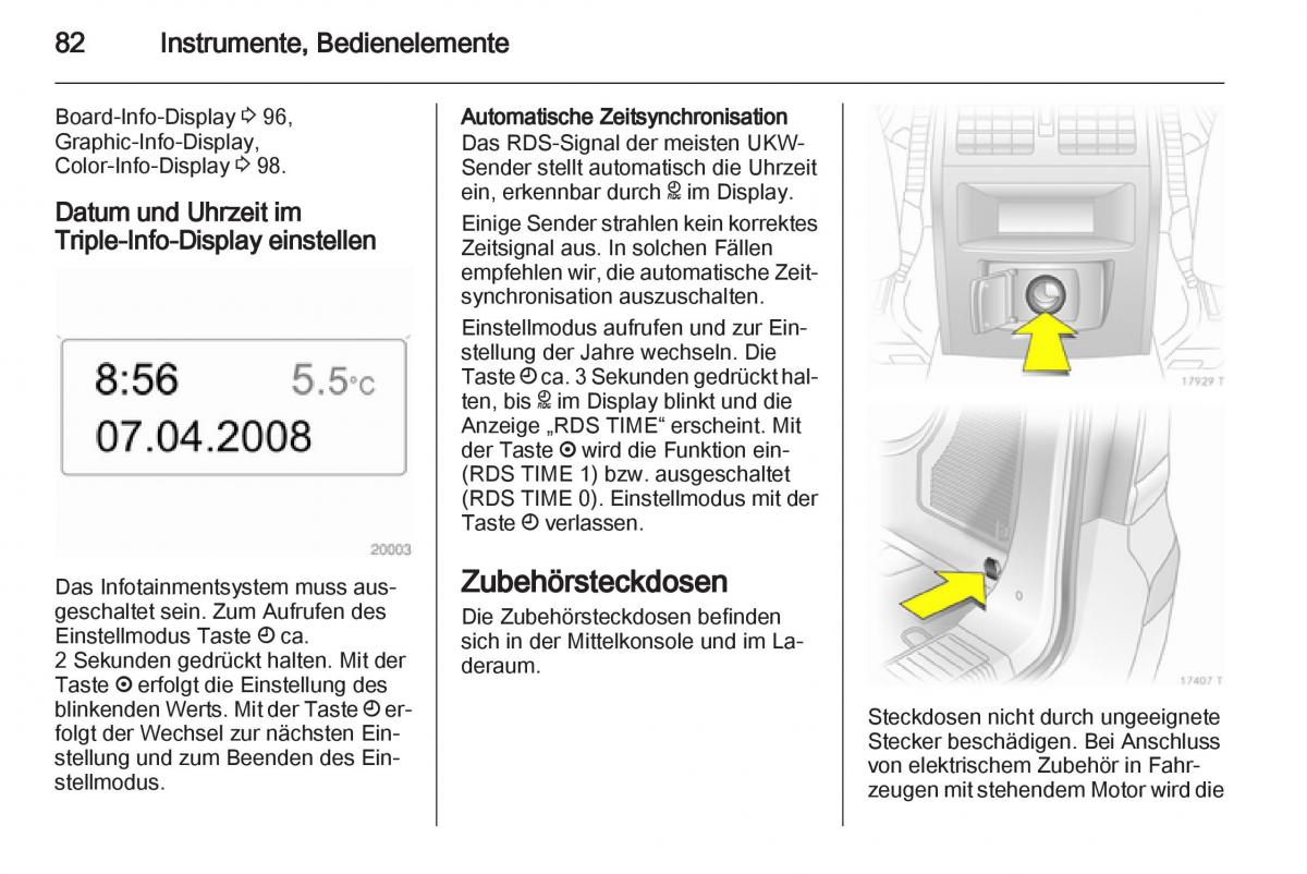 Opel Zafira B Handbuch / page 84