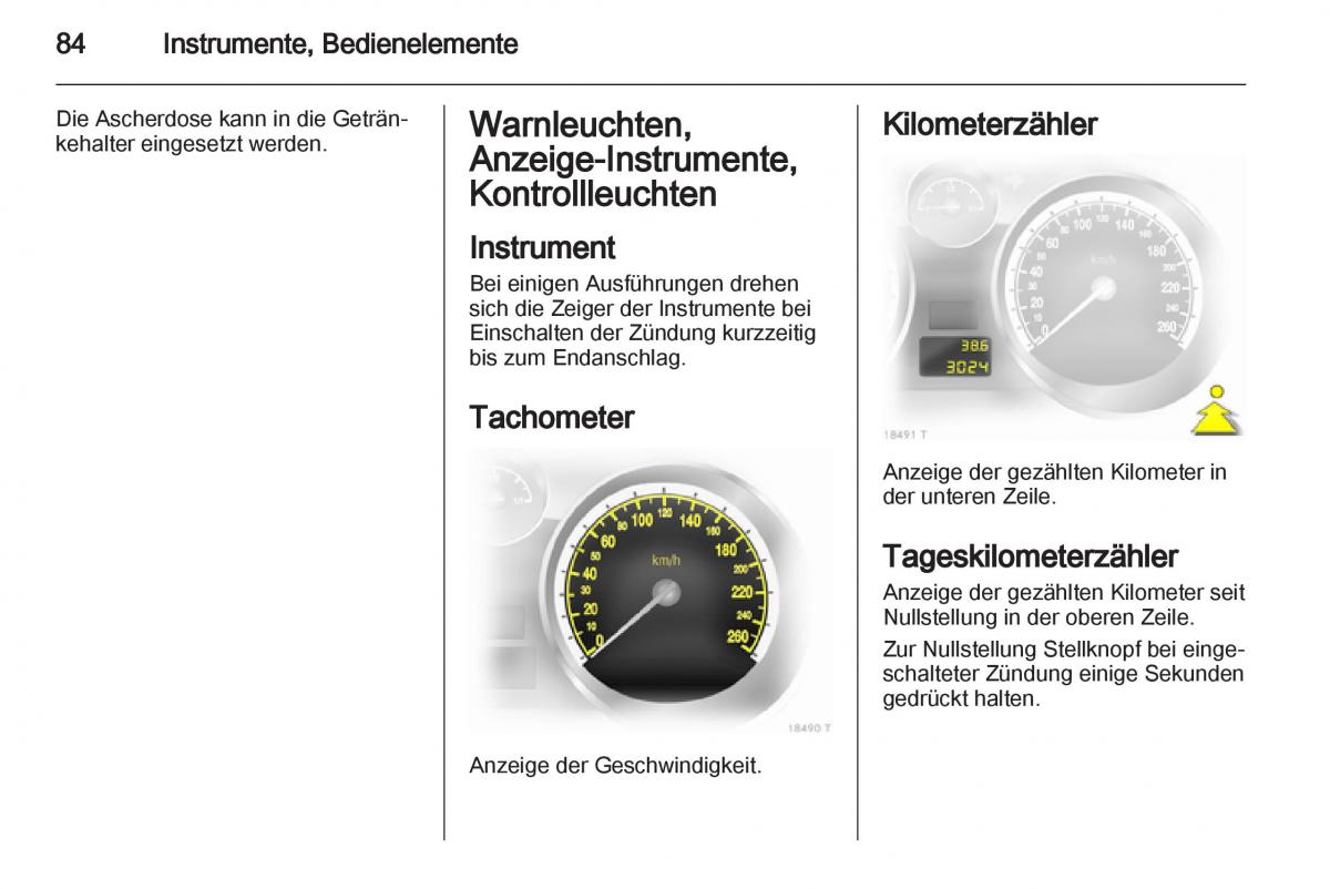 Opel Zafira B Handbuch / page 86