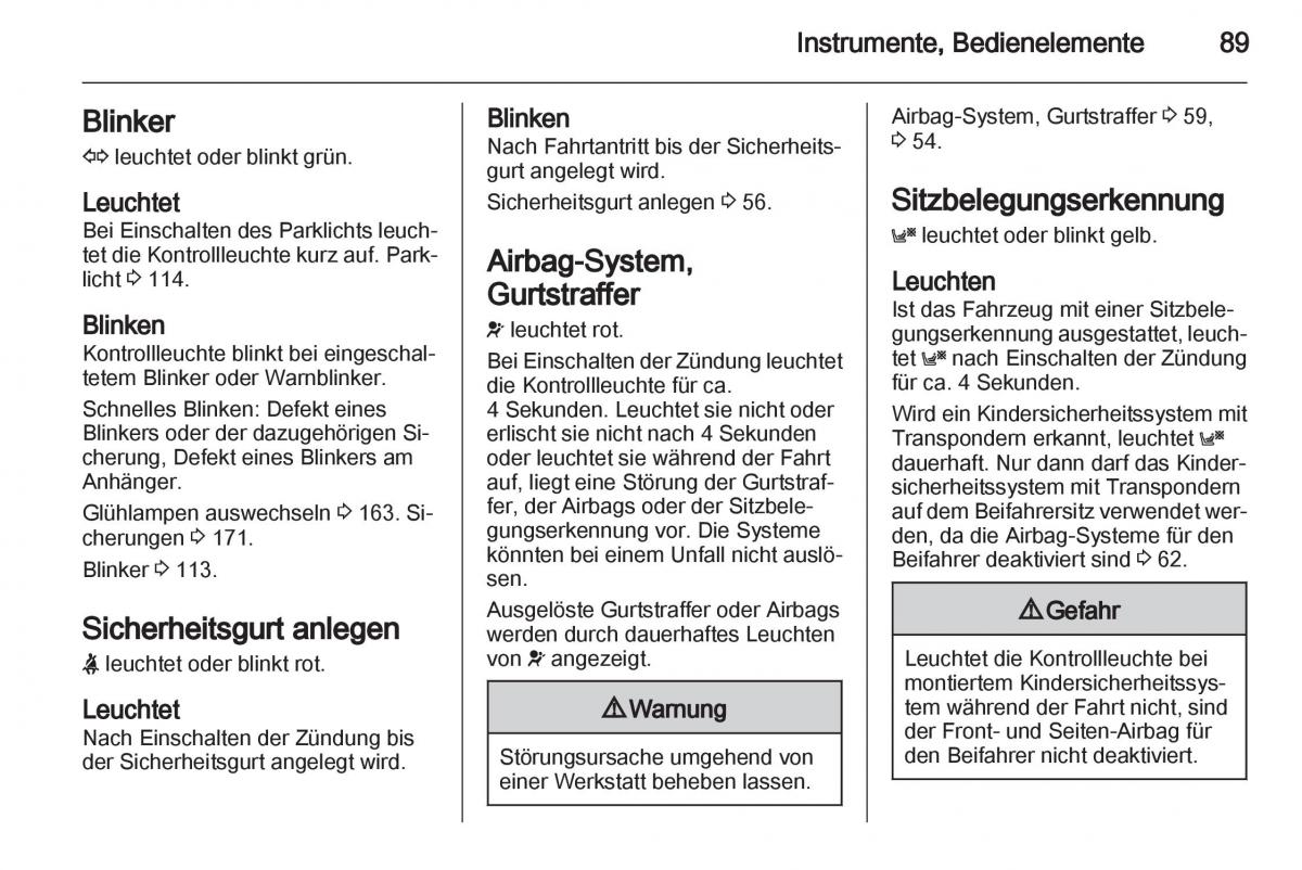 Opel Zafira B Handbuch / page 91