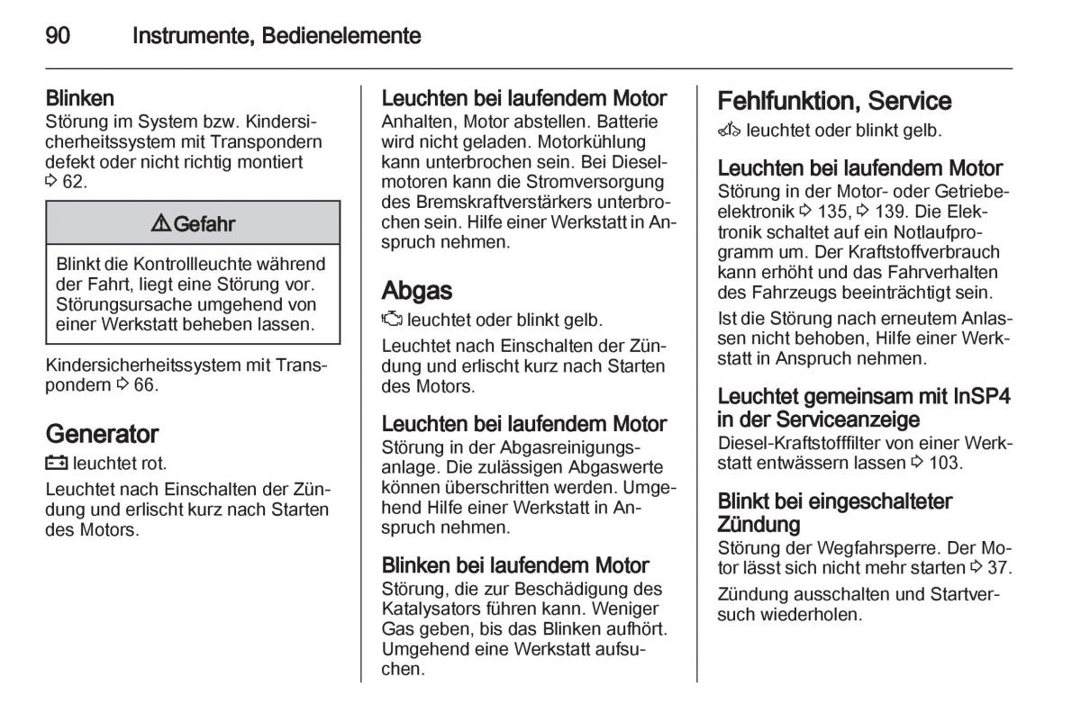 Opel Zafira B Handbuch / page 92