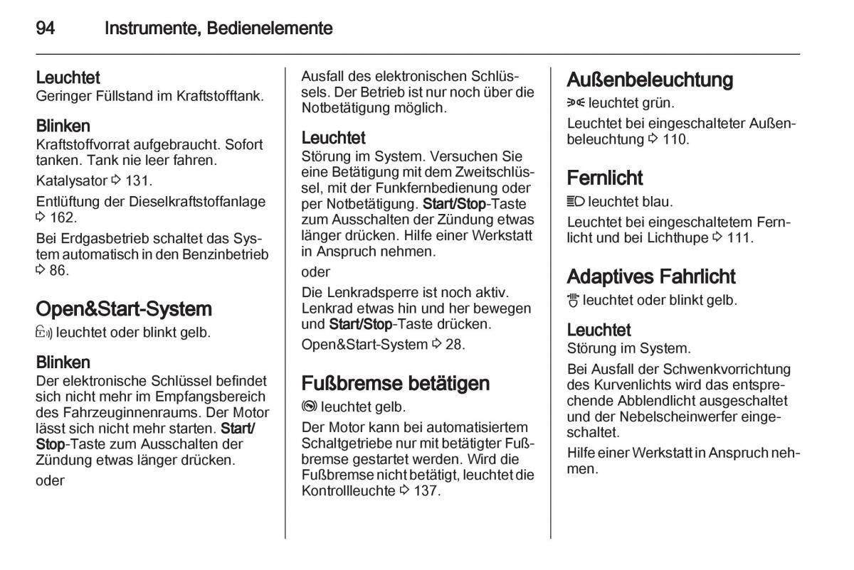 Opel Zafira B Handbuch / page 96